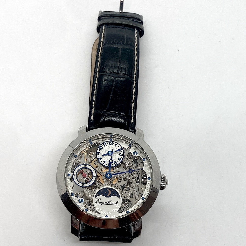 Engelhardt Men’s Wrist Watch Celestial Skeleton Leather Strap Watch | Working